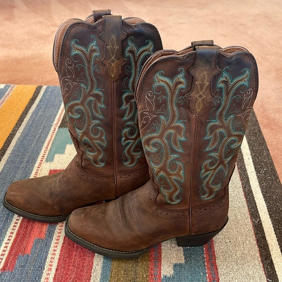 Justin Cowboy Boots Stampede Sorrel - Picture 1 of 14